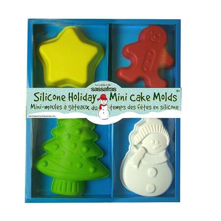 SASSAFRAS ENTERPRISES 4 Silicone Holiday Mini Cake Molds 22224HOL